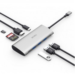 Перехідник Хаб USB-C 7in1 Wiwu Apollo HDMI, 3xUSB, SD, Type-C /gray/ A731 HT