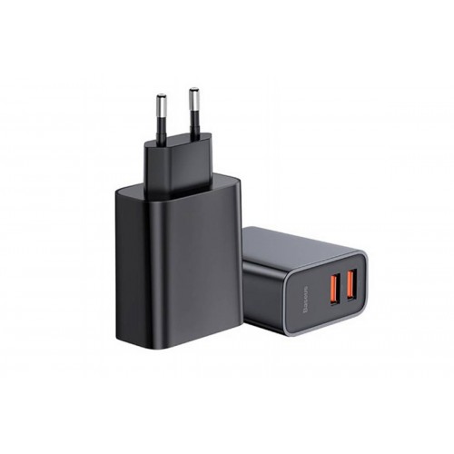 Зарядний пристрій Baseus Speed Dual QC3.0 30W (U+U) /black/